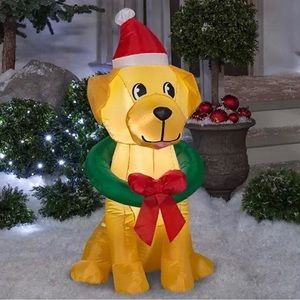 Christmas Dog Yellow  Golden Retriever 4ft Light Up LED Airblown Inflatable